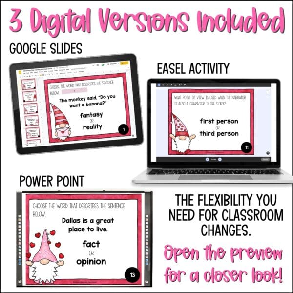 Valentine's Day mixed reading skills task cards