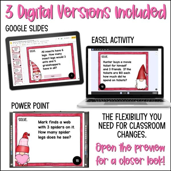valentine's day multiplication word problems task cards