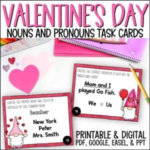 valentine's day nouns and pronouns task cards