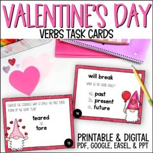 valentine's day verb task cards