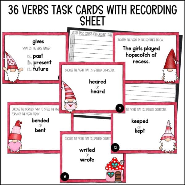 valentine's day verb task cards