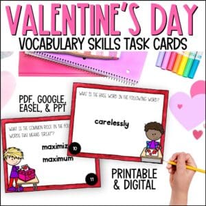 valentine's day vocabulary skills task cards