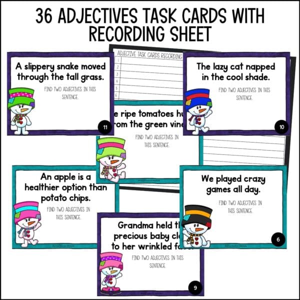 Winter Adjectives Task Cards