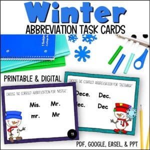 Winter Abbreviations Task Cards