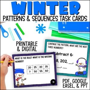 Winter Algebraic Patterns Task Cards