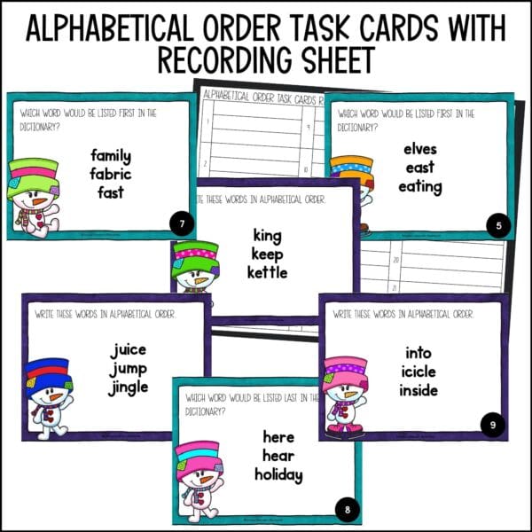 Winter Alphabetical Order task cards