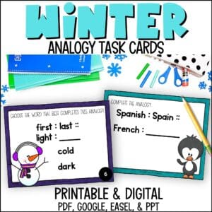 Winter Analogy Task Cards