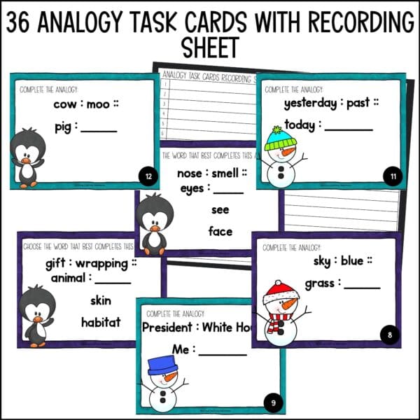 Winter Analogy Task Cards