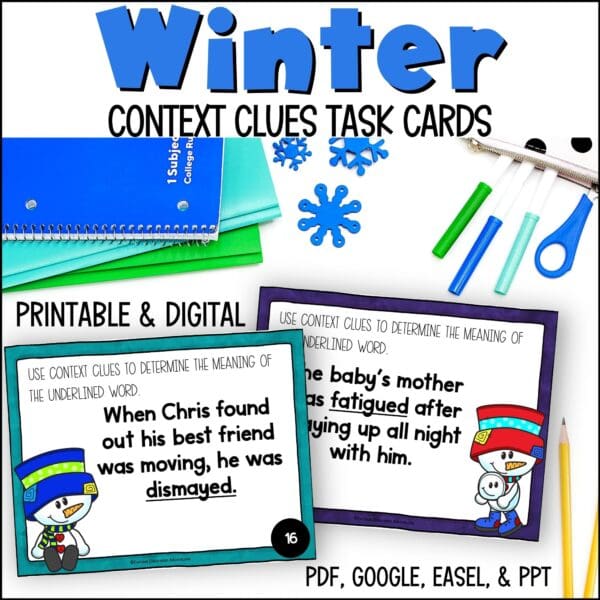 Winter Context Clues Task Cards