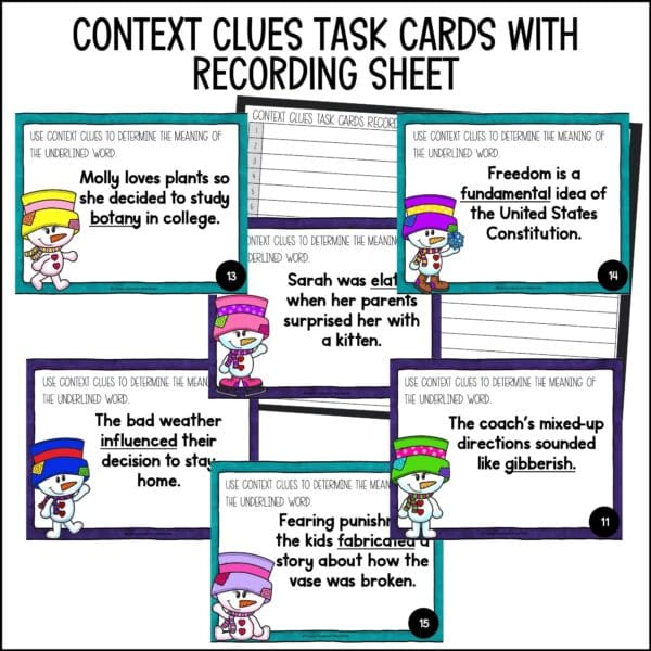 Winter Context Clues Task Cards