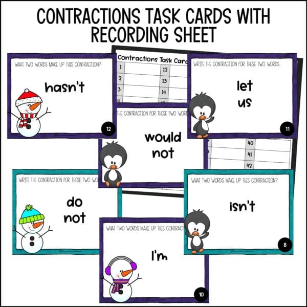 Winter Contractions Task Cards