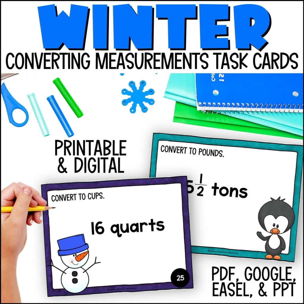 Winter Converting Measurements Task Cards - Curious Classroom Adventures