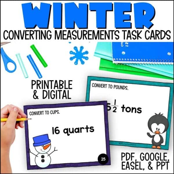 Winter Converting Measurements task cards