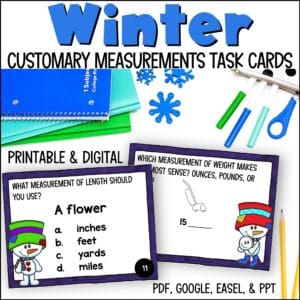winter customary measurements task cards