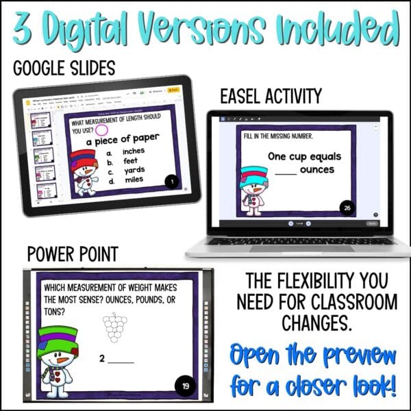 winter customary measurements task cards