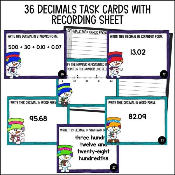 Winter Decimals Task Cards