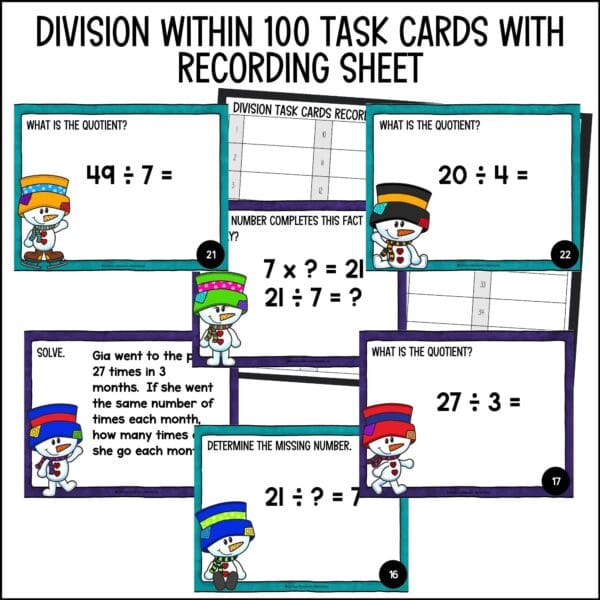 Winter Division Facts Task Cards