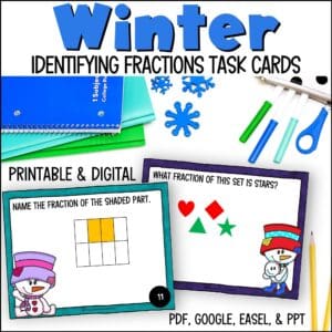 Winter Identifying Fractions task cards