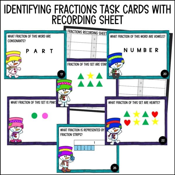 Winter Identifying Fractions task cards