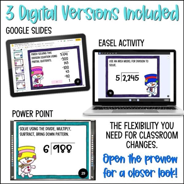 Winter Long Division Task Cards