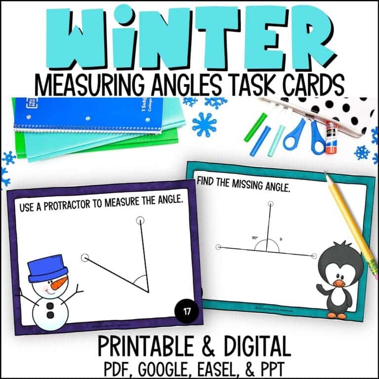 Winter Measuring Angles Task Cards - Curious Classroom Adventures