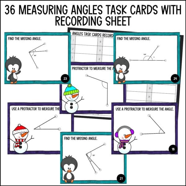 Winter Measuring Angles task cards