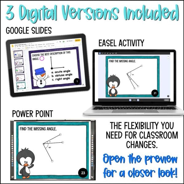 Winter Measuring Angles task cards