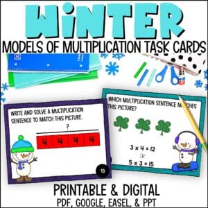 winter multiplication models task cards