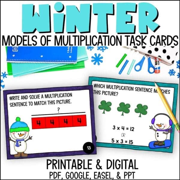 winter multiplication models task cards