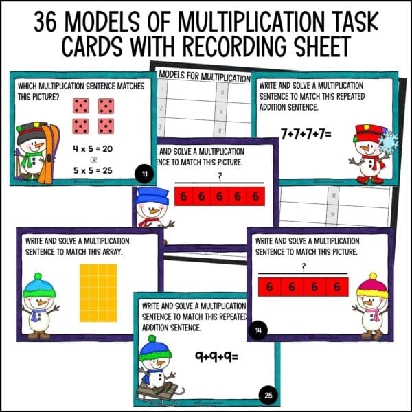 winter multiplication models task cards