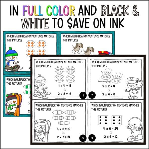 winter multiplication models task cards