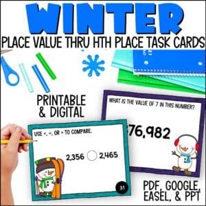 winter place value in large numbers task cards