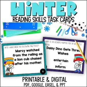 Winter reading skills task cards