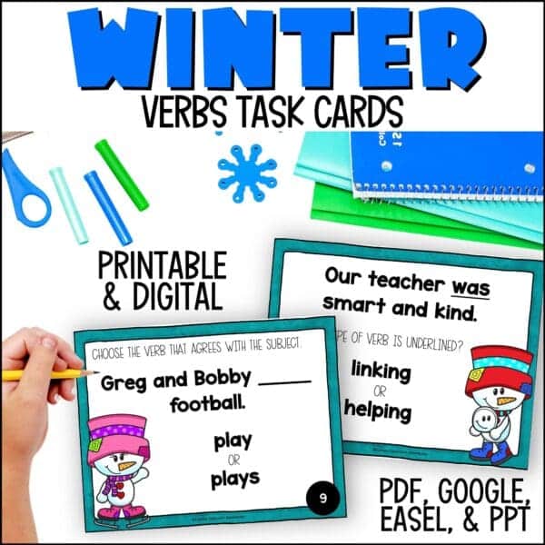 Winter Verb Task Cards