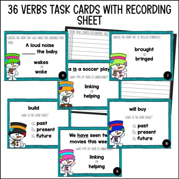 Winter Verb Task Cards