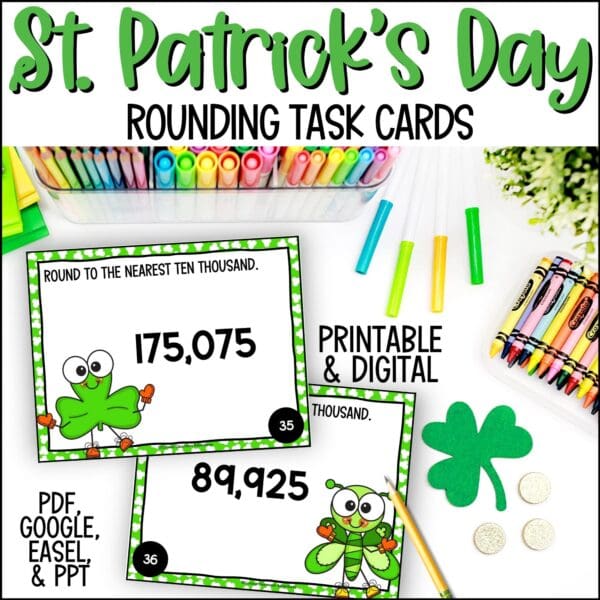 St. Patrick's Day rounding task cards