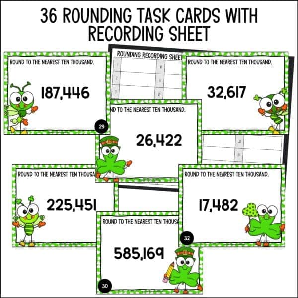 St. Patrick's Day rounding task cards