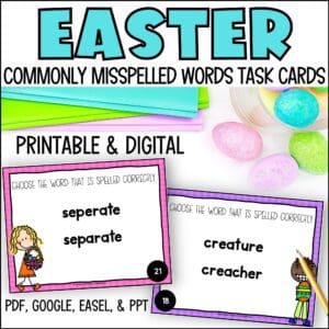 easter spelling task cards for spring common spelling mistakes