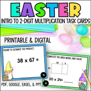 Easter Introducing 2-digit by 2-digit Multiplication task cards