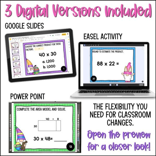 Easter Introducing 2-digit by 2-digit Multiplication task cards