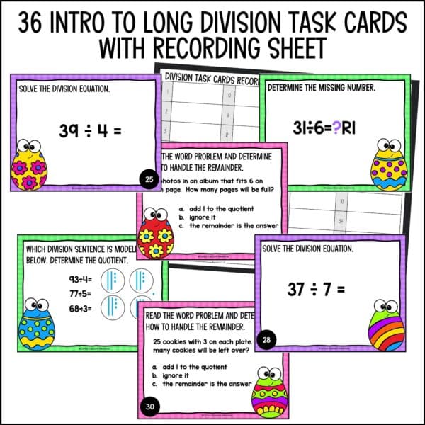 Easter Introducing long division task cards