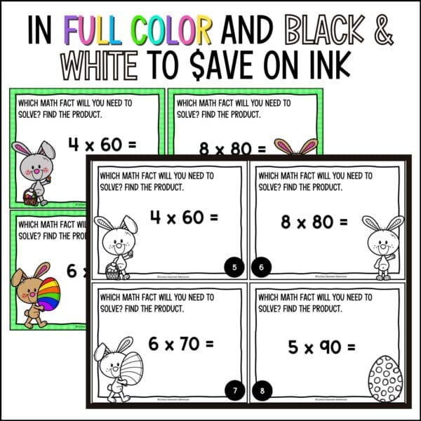 Easter Introducing 2-Digit by 1-Digit Multiplication task cards for spring