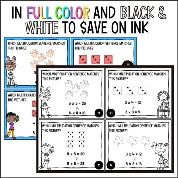 Easter models for multiplication task cards