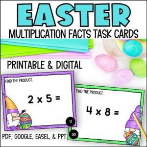 Easter multiplication facts task cards