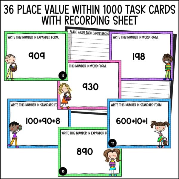 Easter place value within 1000 task cards