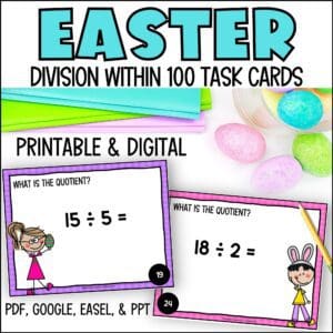 easter division facts within 100 task cards for spring