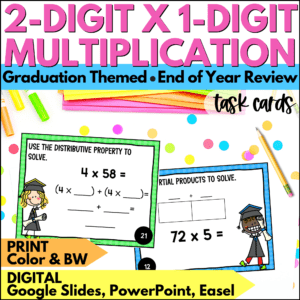 end of year 2-digit by 1-digit multiplication task cards