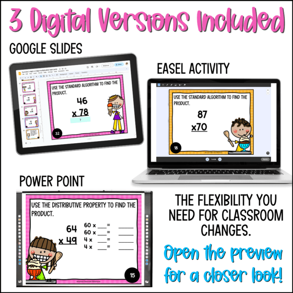 end of year 2-digit by 2-digit multiplication task cards summer activities - summer 2-digit by 2-digit multiplication task cards