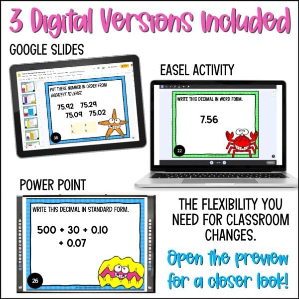 end of year decimals task cards summer activities