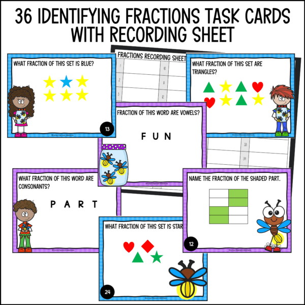 end of year identifying fractions task cards